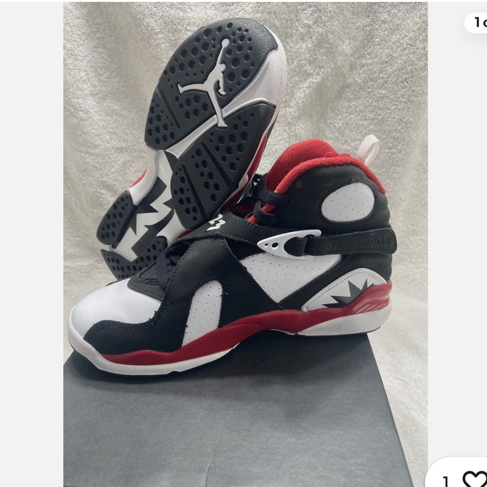 NEW in Box Air Jordan 8 Retro Red/Black/White Kids Sneakers, Size 4.5